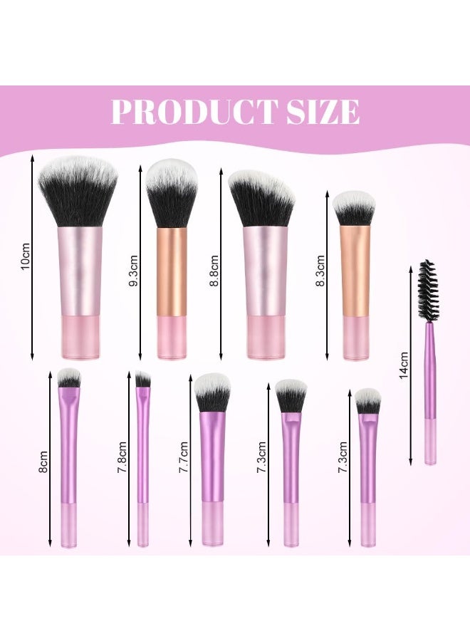 OFFCUP 10pcs Travel Fantasy Mini Brush Kit, Makeup Brushes with Cosmetic Bag for Eyeshadow, Highlight, Contour, Powder and Concealer, Soft Synthetic Bristles, Cruelty-Free, Travel Brushes - Image 2